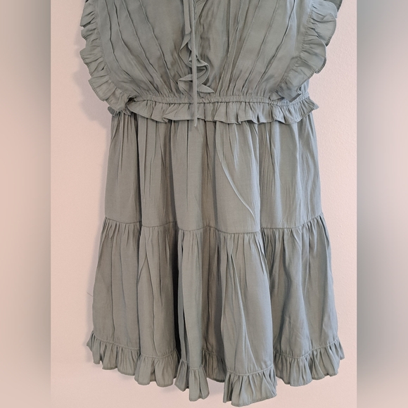 Mustard Seed Sage Lined Ruffle Mini Dress Misses Size Medium(8 - 10) - Picture 5 of 9